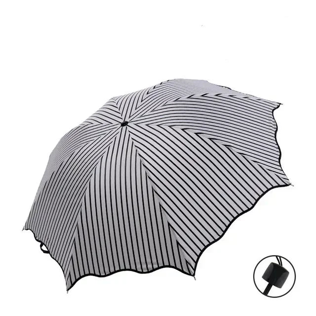 Rain Sunshine Dual-purpose Umbrella Anti UV Black Coating Hibiscus