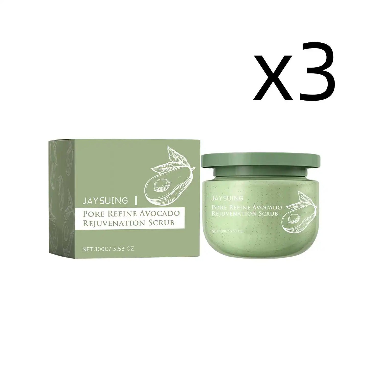 Avocado Scrub Exfoliator for Body Care and Dullness Elimination Peaceful Pleasures Health and Wellness 3x100g 100g