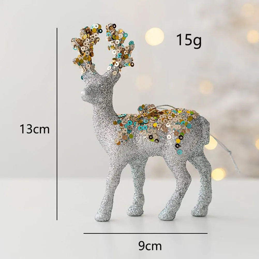 Glittering Christmas Reindeer Sculpture – Elk Deer Ornament Decor