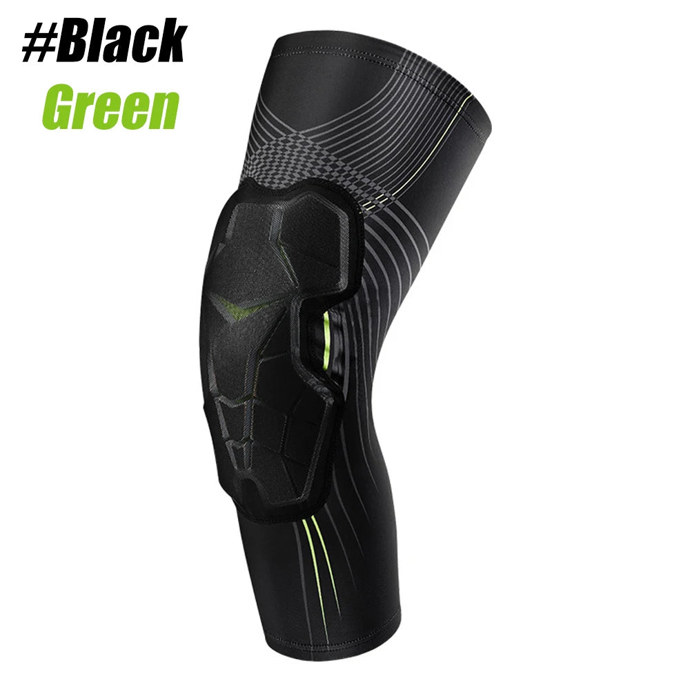 Padded Knee Brace Sleeve for Basketball, Volleyball & Sports Sports Knee Sleeve Peaceful Pleasures Health and Wellness Black Green L