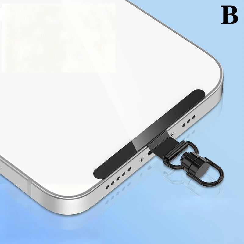 Steel Phone Lanyard Gasket Patch Anti-lost Anti Fall Mobile Phone Rope Card Metal Clip Strap Hang Cord Tab Accessories Peaceful Pleasures Health and Wellness B Black