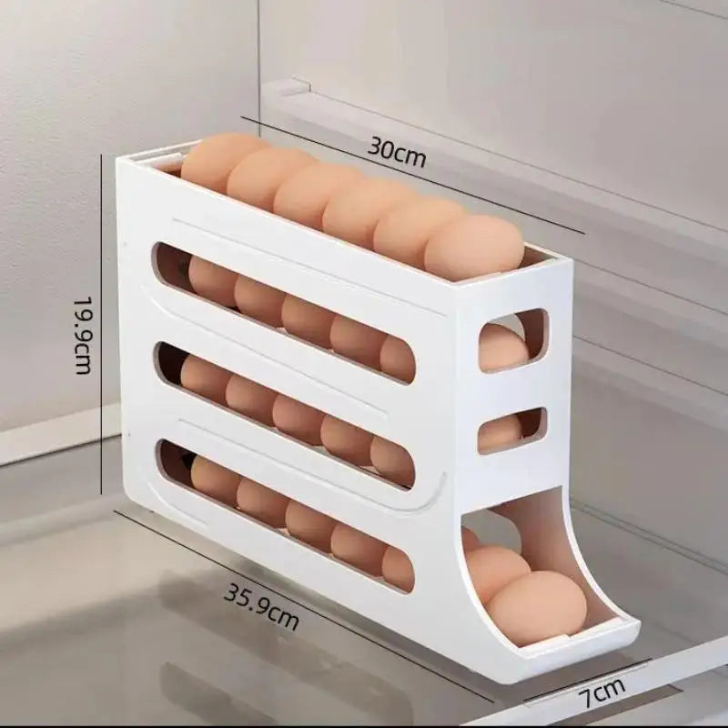 Refrigerator Eggs Storage Box Rolling Kitchen Container Rack Home