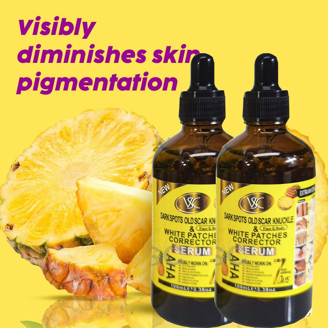 100ml AHA Pineapple White Patches Dark Spots Corrector Serum Facial Essence Fade Fine Lines Repair Dull Serum Face Skin Car Peaceful Pleasures Health and Wellness