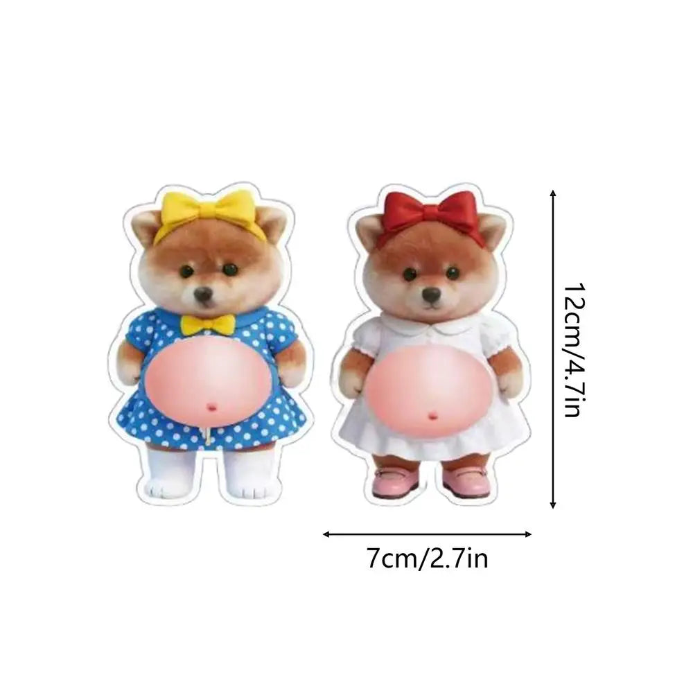 3D Shiba Inu Squeeze Stickers – Soft Belly Sensory Decals 2pcs