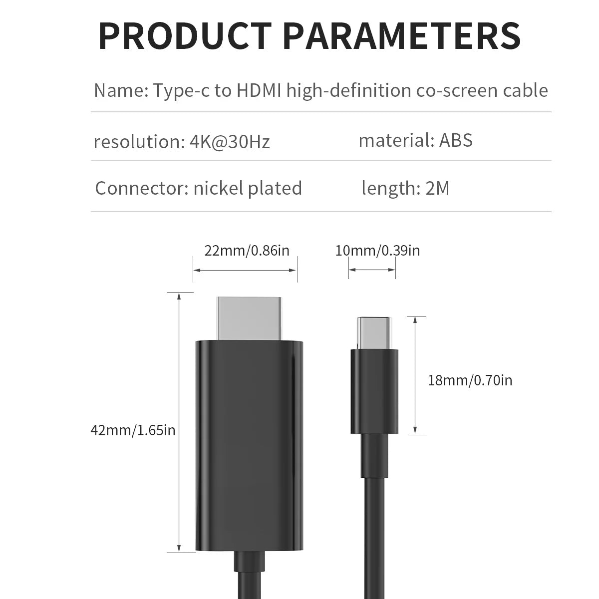 USB-C to HDMI 4K Cable 6.6ft | Mac, iPad, Chromebook, TV