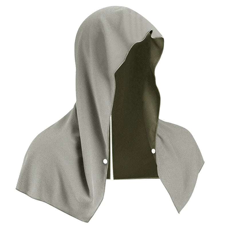 Outdoor Sports Sun Protection and Cooling Towel Gym Beach Camping U-shaped Cooling Hoodie Headscarf Quick-drying Towel Peaceful Pleasures Health and Wellness gray
