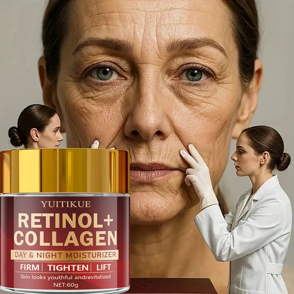 YUITIKUE Retinol Collagen Cream 60g - Day & Night Moisturizer, Firms & Lifts Skin, Reduces Wrinkles, Youthful Look, Fast Results Peaceful Pleasures Health and Wellness