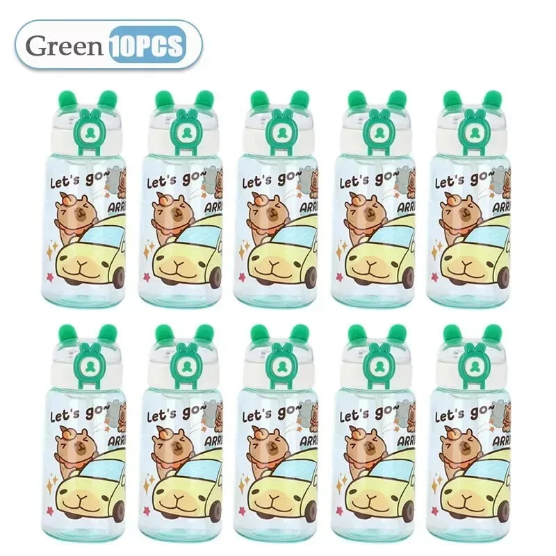 Capybara Cartoon Water Bottle 500ml Kids Sports Straw Cup