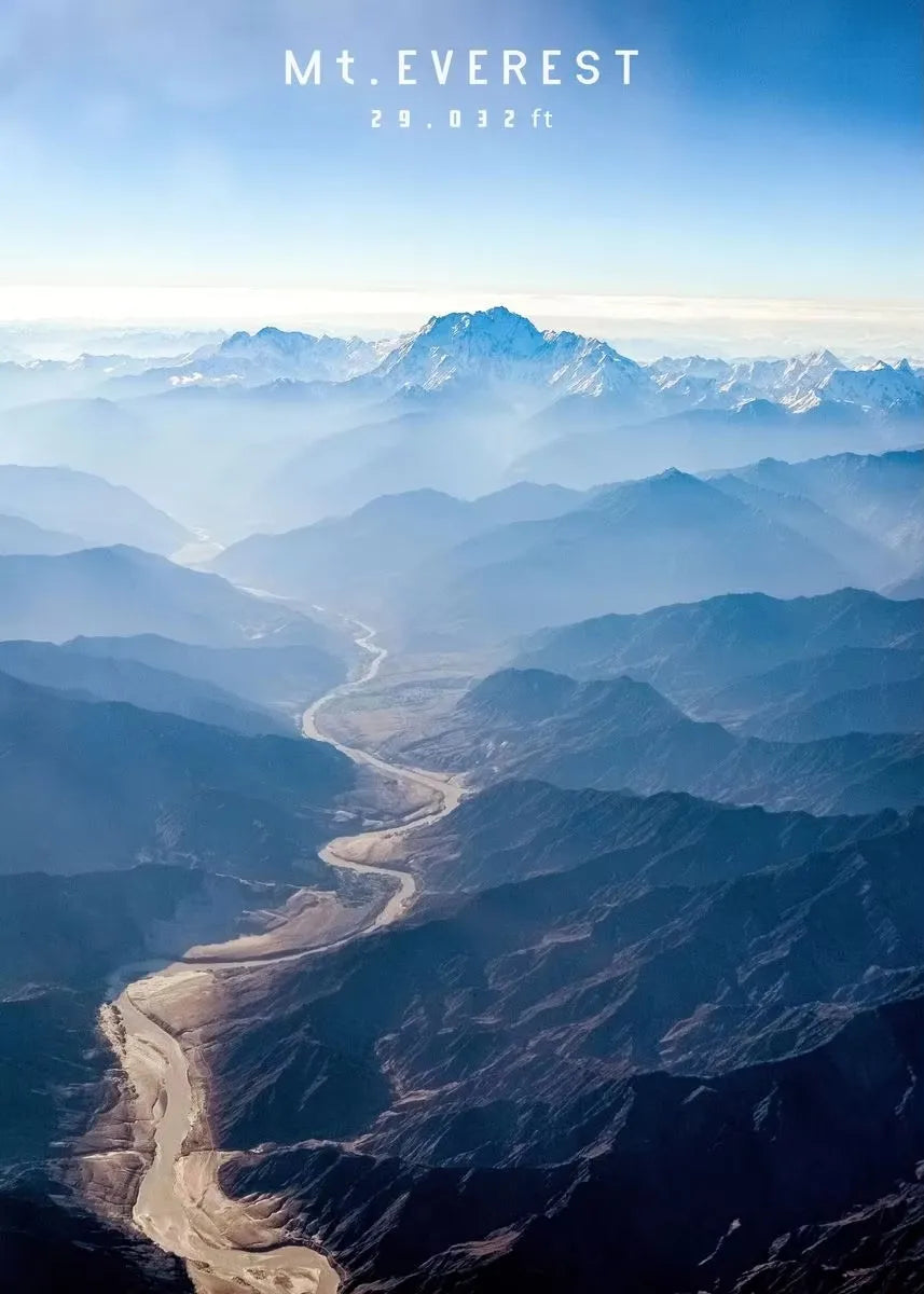 Mount Everest Panoramic Canvas Wall Art | Mountain Print