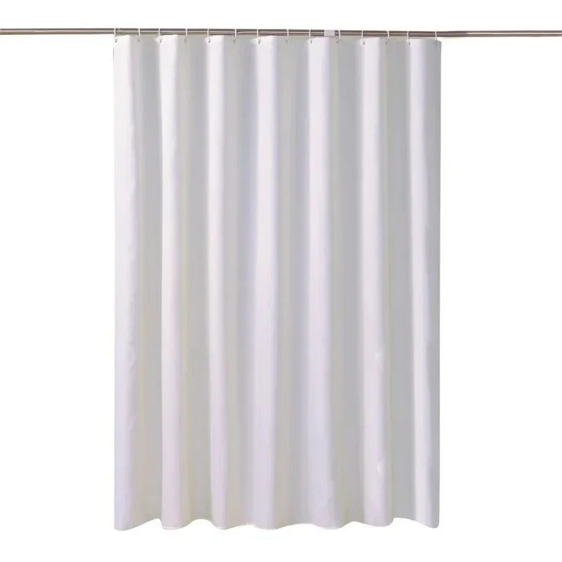 White Waterproof Shower Curtain + 12 Hooks | Multi-Size