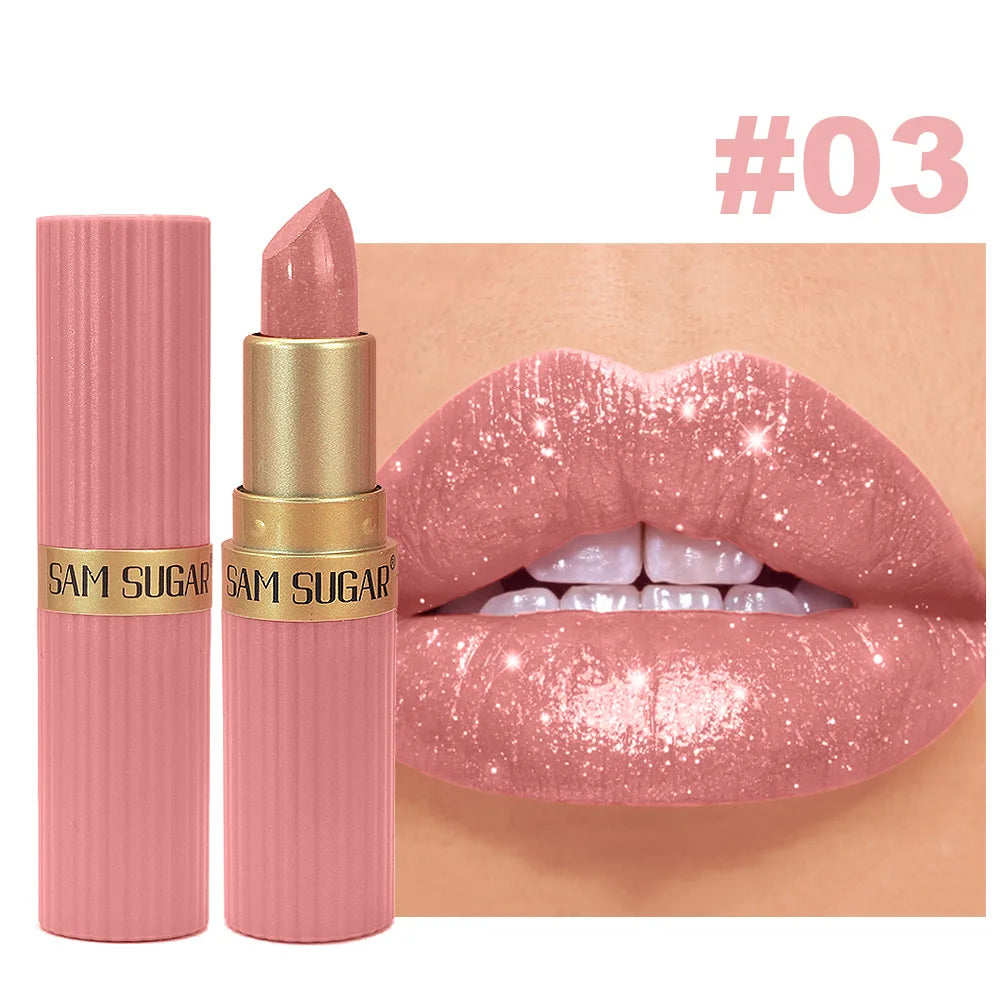 Pearlescent Sparkling Lipstick – Waterproof Lip Gloss, 6 Shades