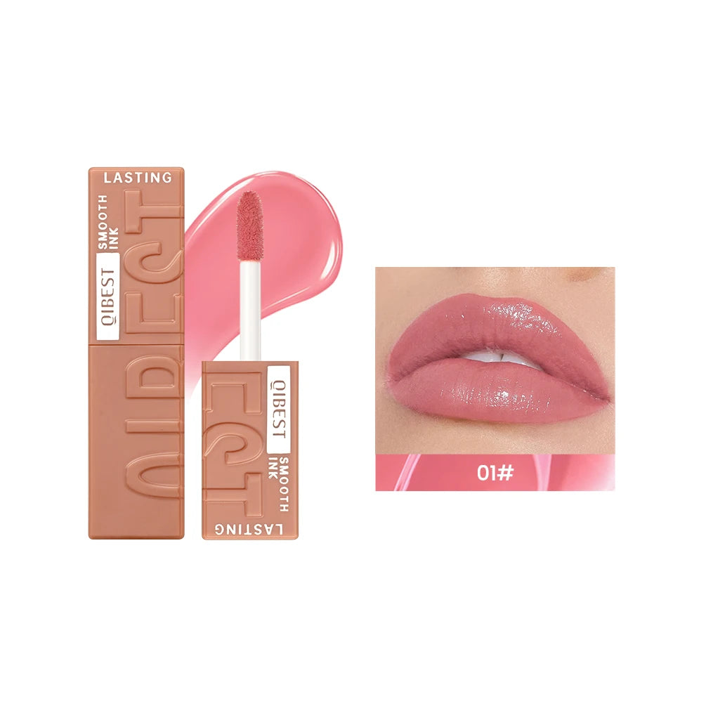 QIBEST 8 Colors Nude Watery Lip Gloss Long Lasting Liquid Lipstick Not Fading Sexy Red Purple Lip Glaze Lip Tint Women Makeup Peaceful Pleasures Health and Wellness 01