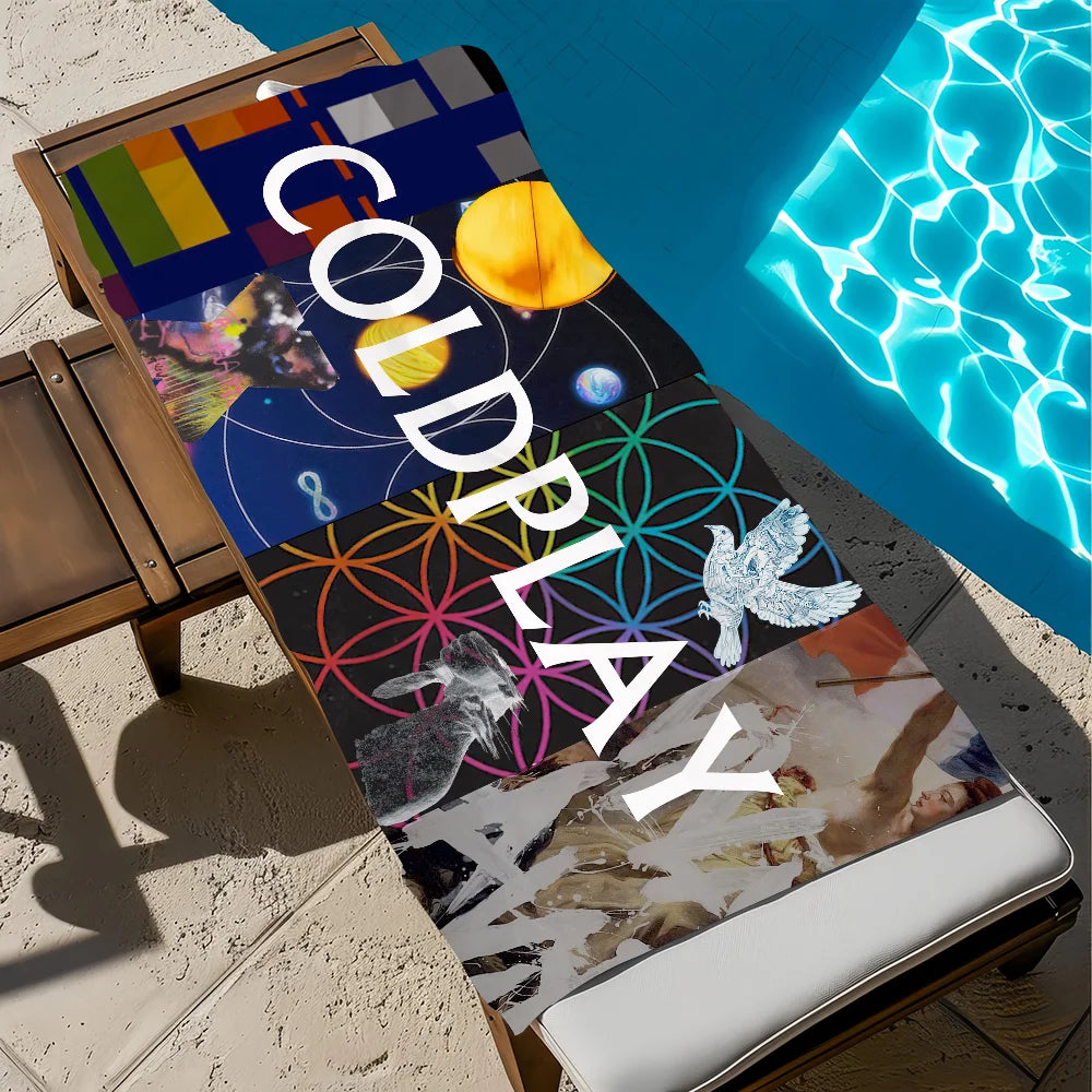 Coldplay Moon Music Quick-Dry Beach Towel | Sports & Travel Printed Beach Towel Peaceful Pleasures Health and Wellness z4 STJ150x180CM