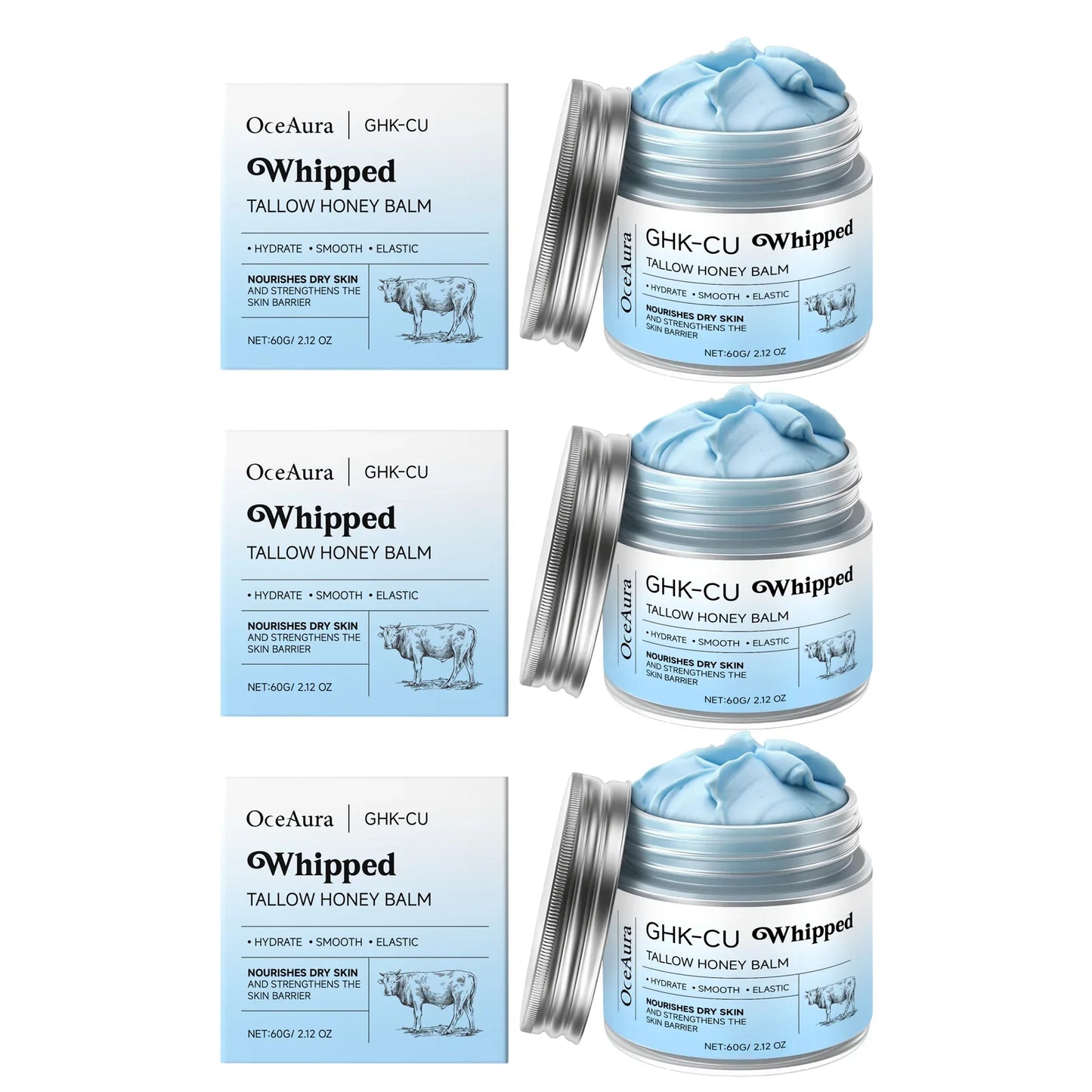 OceAura Copper Peptides Beef Tallow Honey Moisturizer Cream 60g