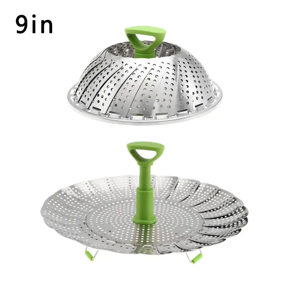 Folding Stainless Steel Steamer Basket Set – 9 & 11 Inch