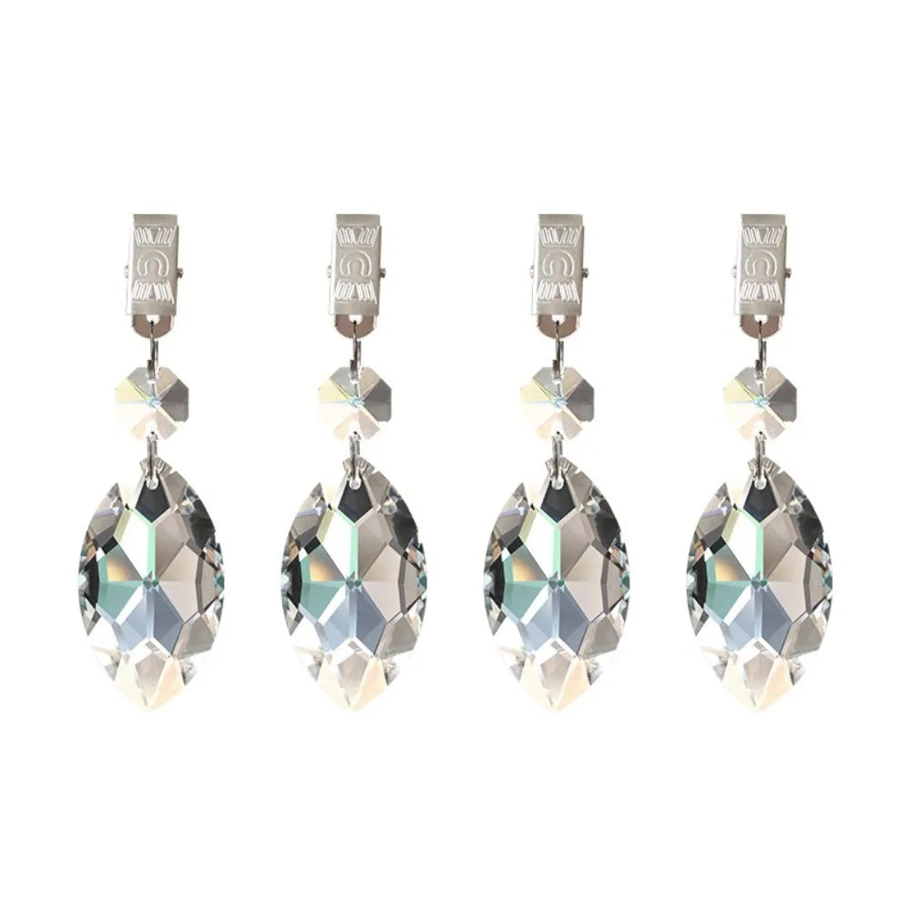 4-Pack Crystal Tablecloth Weights with Metal Clips – Windproof