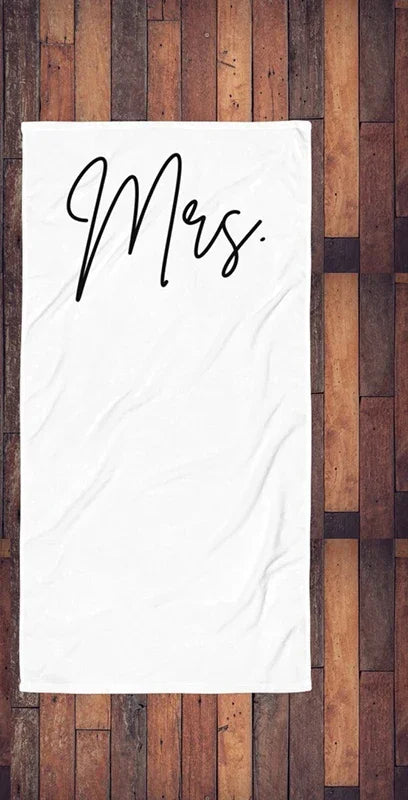 Mr & Mrs Newlywed Beach Towel | Wedding Honeymoon Gift Couples Beach Towel Peaceful Pleasures Health and Wellness mrs