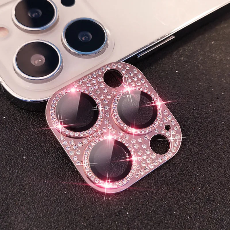 Diamond-encrusted Integrated Lens Film for iPhone15 16 ProMax Accessories Camera Protector for iphone12 13 14Pro Lens Protector Peaceful Pleasures Health and Wellness Pink iPhone 17