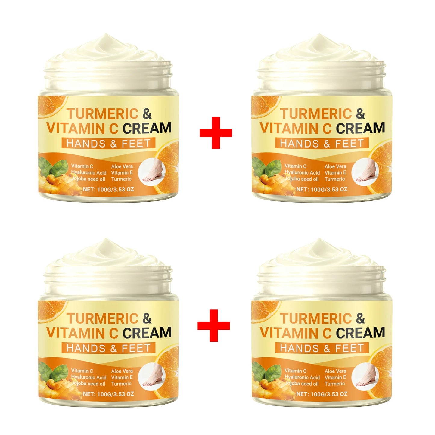Turmeric Vitamin C Moisturizing Cream for Hand and Feet Brighten Skin Tone Repairs Dry Cracked Heels Nourishes Rough Skin Care Peaceful Pleasures Health and Wellness 400g