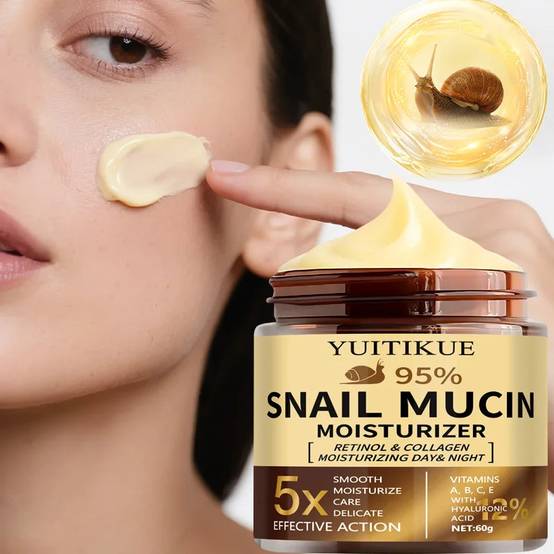 YUITIKUE 95% Snail Mucin Cream with Retinol & Collagen - For Firm, Smooth & Hydrated Skin, Day & Night Use Peaceful Pleasures Health and Wellness