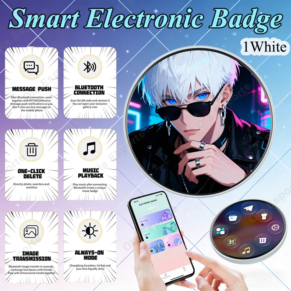 Anime Electronic Badge – Smart HD Display Brooch for Fans