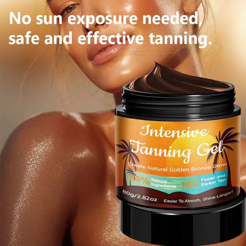 Yuitikue Intensive Tanning Gel, 80g 10X Faster Darker Tan Gel for Natural Golden Bronze Glow, 99% Natural Ingredients Peaceful Pleasures Health and Wellness