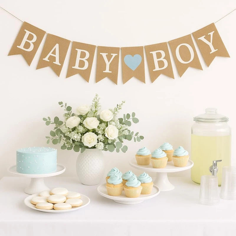 Baby Boy Banner Bunting Garland – Baby Shower & Gender Reveal