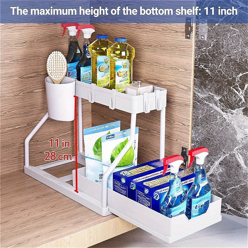 Multi-Layer Pull-Out Kitchen & Bathroom Storage Rack Organizer