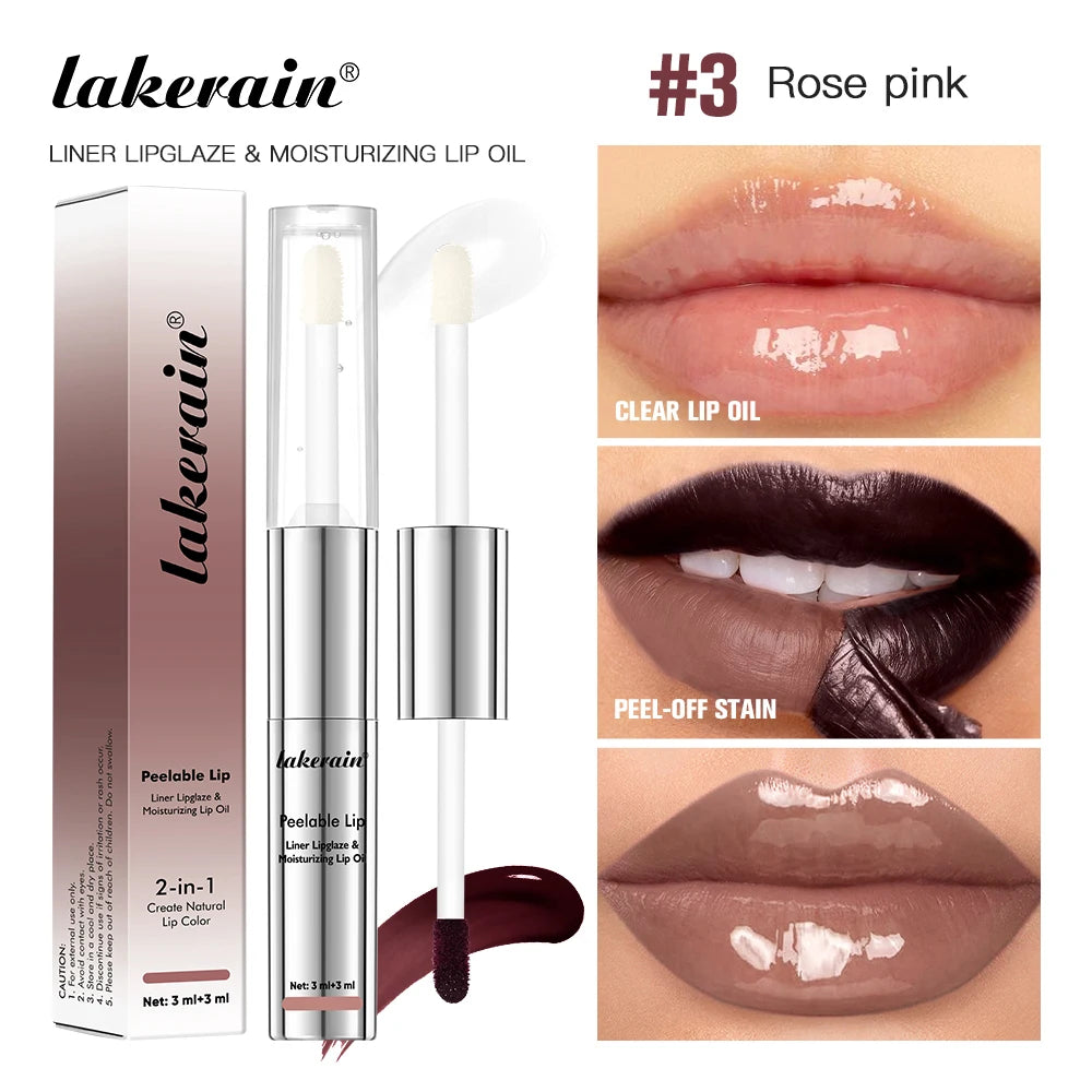 Double Head Waterproof Lip Liner And Lip Gloss Lip Stain Long Wear Matte Nourishing Ingredients Smudge Proof Cosmetics Peaceful Pleasures Health and Wellness 3Rose pink