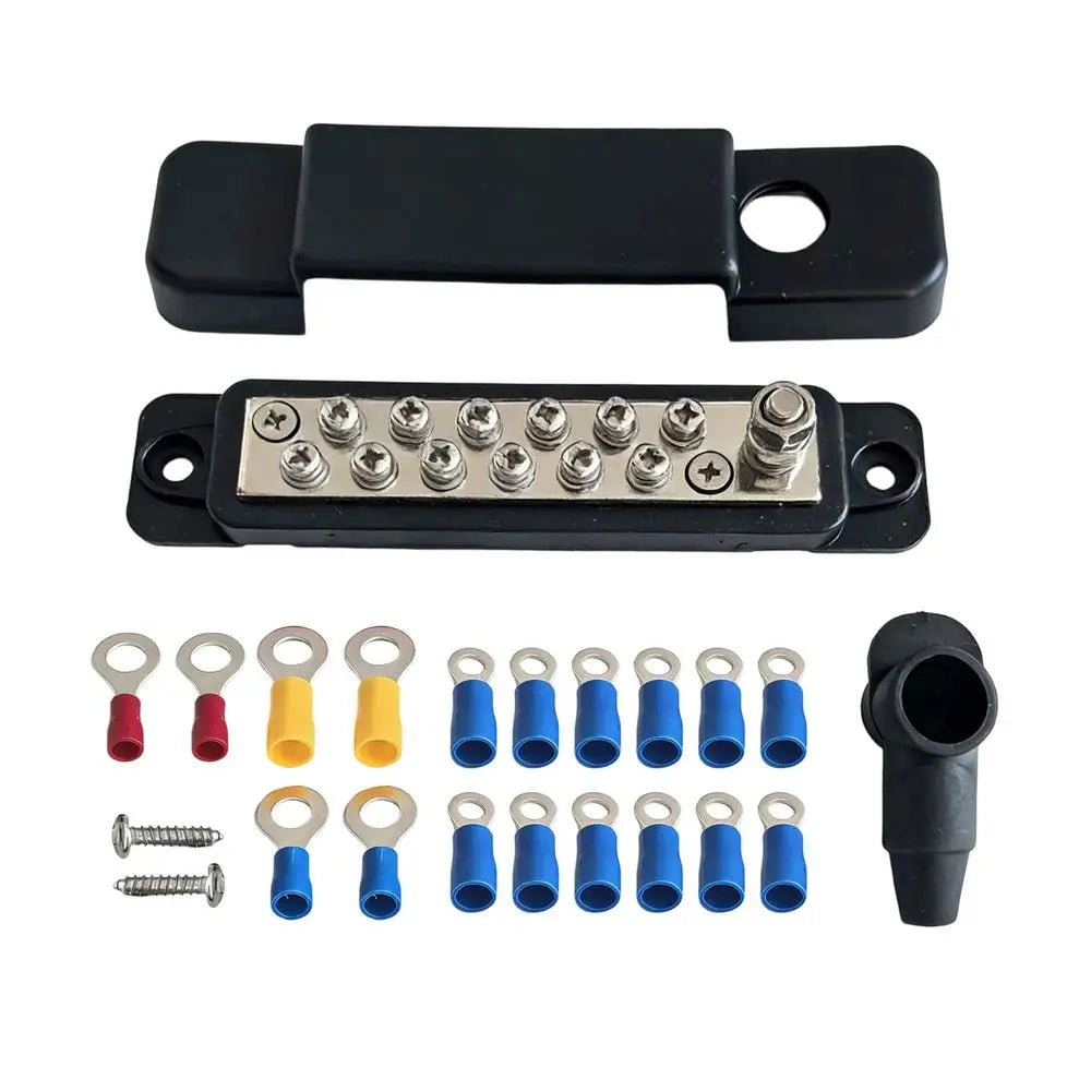 Electrical Terminal Block 12 Position Power Rail Panel Adapter With Cover Terminal Strips Electrical For Boat Marine Automotive Peaceful Pleasures Health and Wellness China Mainland Negative