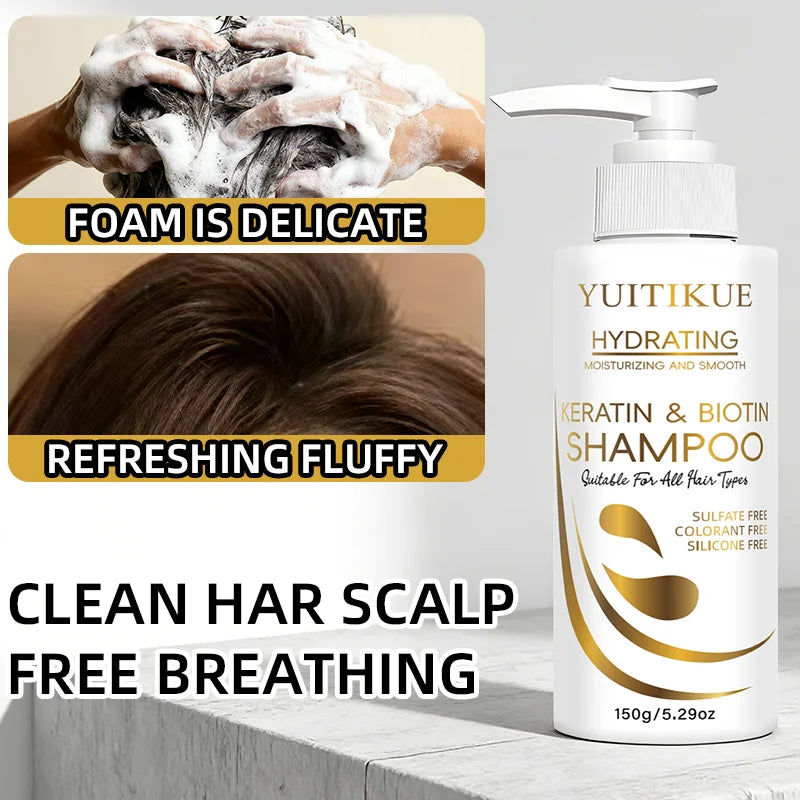 YUITIKUE Keratin & Biotin Shampoo – Smooth, Glossy Hair Keratin Biotin Shampoo Peaceful Pleasures Health and Wellness