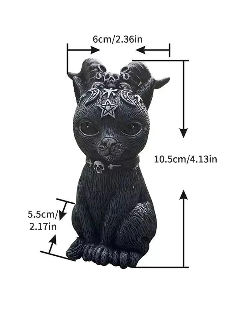 Black Cat Witch Figurine | Hand-Painted Halloween Sculpture