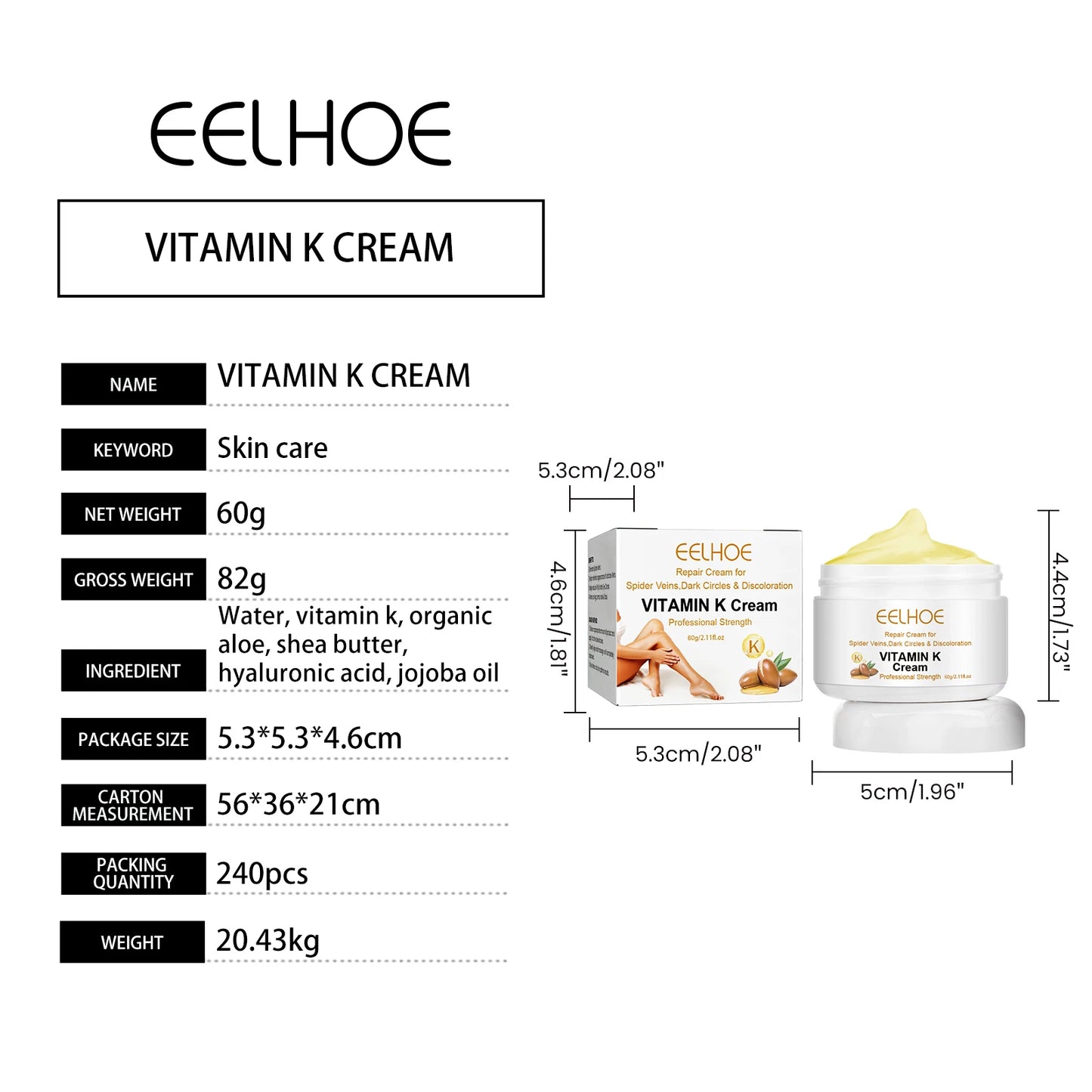 Vitamin K Cream for Varicose Veins, Spider Veins & Leg Relief