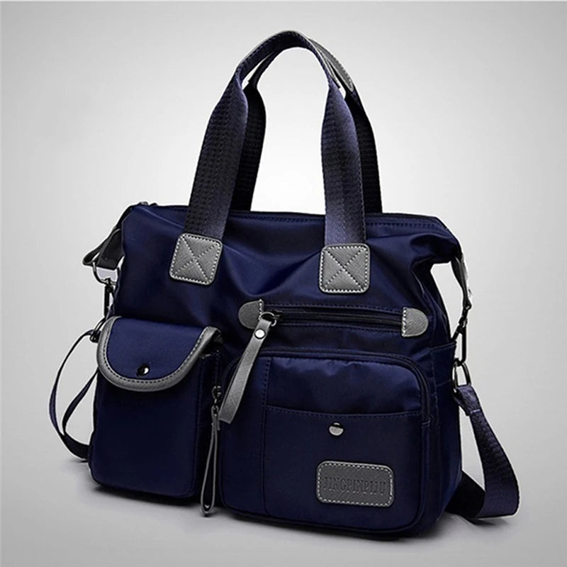 Tote Bag forLadies Fashion Nylon Waterproof Casual Shoulder Mummy Bag Large Capacity Messenger Bags Peaceful Pleasures Health and Wellness dark blue