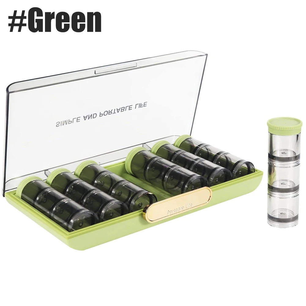 7-Day Pill Organizer | 21 Compartments, 3x Daily, BPA-Free Weekly Pill Organizer Peaceful Pleasures Health and Wellness Green-1PCS
