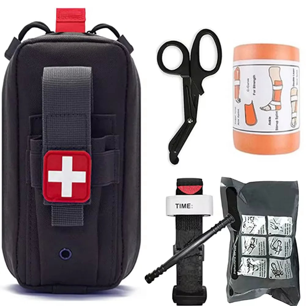 First Aid Kit Molle Survival Set Pouch Holder For Tourniquet medical splint Israeli bandages Camping Tools Emergency Hiking Kit Peaceful Pleasures Health and Wellness black