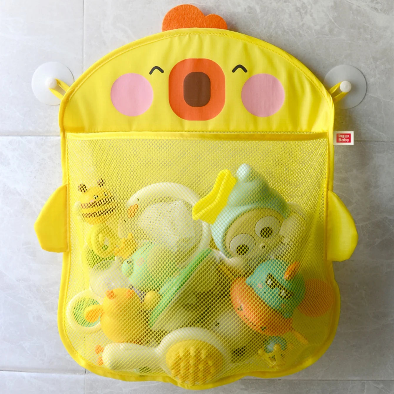 Mesh Bath Toy Organizer – Duck & Dinosaur Hanging Storage Bag