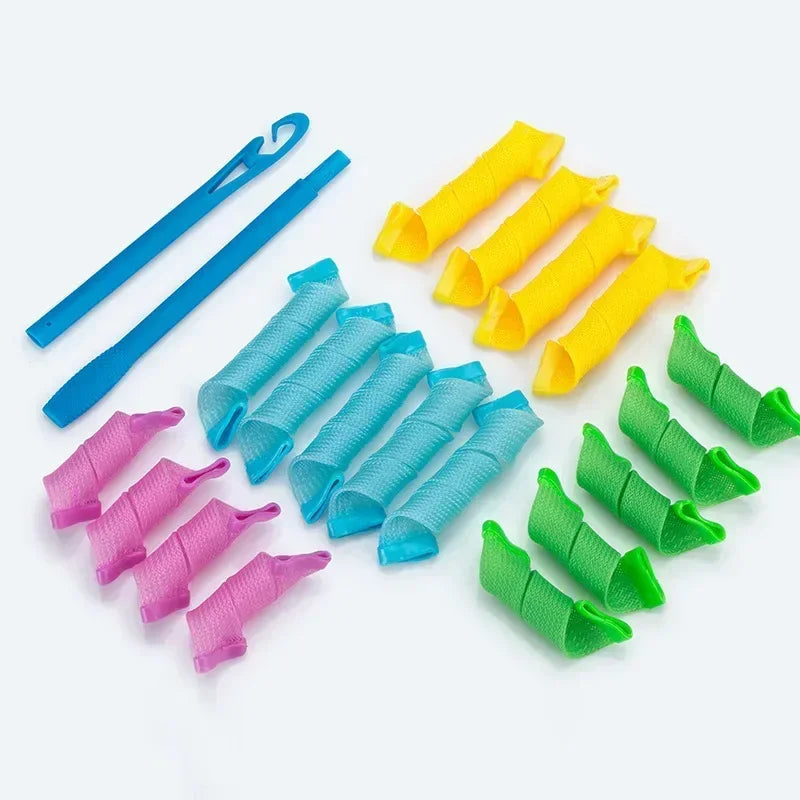 18-Piece Heatless Hair Curlers – Bendy Magic Rollers for Curls