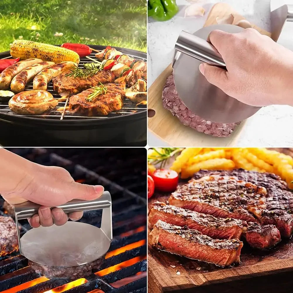 Hamburger Press Maker Stainless Steel Non-Stick Circular Square Burger Kitchen Tool Meat Press Peaceful Pleasures Health and Wellness