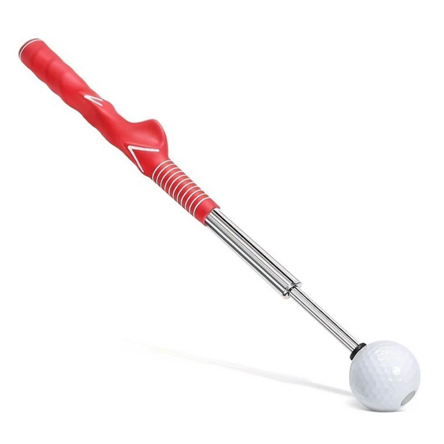Retractable Golf Swing Training Aid Portable Grip with Click Feedback for Indoor Practice Golf Accessories Peaceful Pleasures Health and Wellness Red