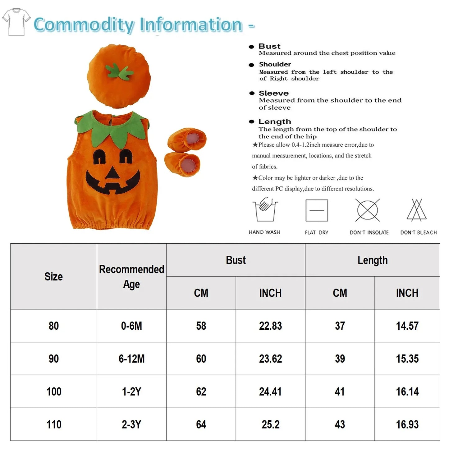Baby Halloween Pumpkin Costume – Romper, Hat & Socks Set
