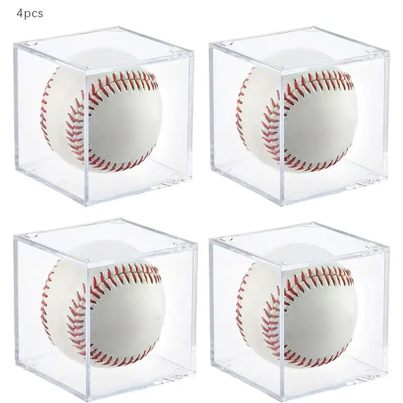 Transparent Acrylic Baseball Display Case, Standing Design, Dustproof Polycarbonate Material, Ideal for Collectible Memorabilia Peaceful Pleasures Health and Wellness 4pcs