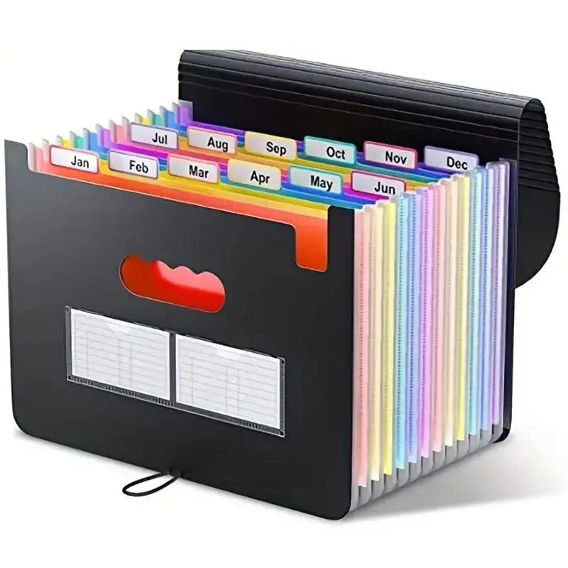 Expanding File Folder 12 Pockets A4 Size Filing Folder Organizer Large Capacity Portable Accordian File Box for Classroom Office Peaceful Pleasures Health and Wellness 2pcs
