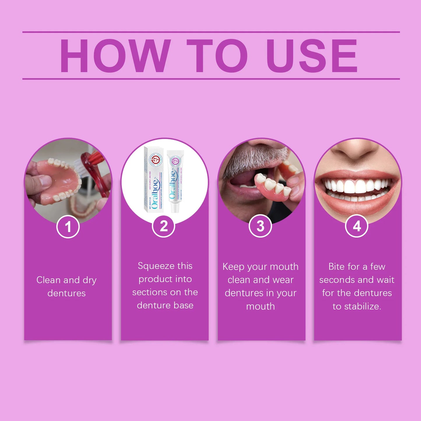 Oralhoe Denture Adhesive – Strong Hold, Comfort & Gum Pain Relief