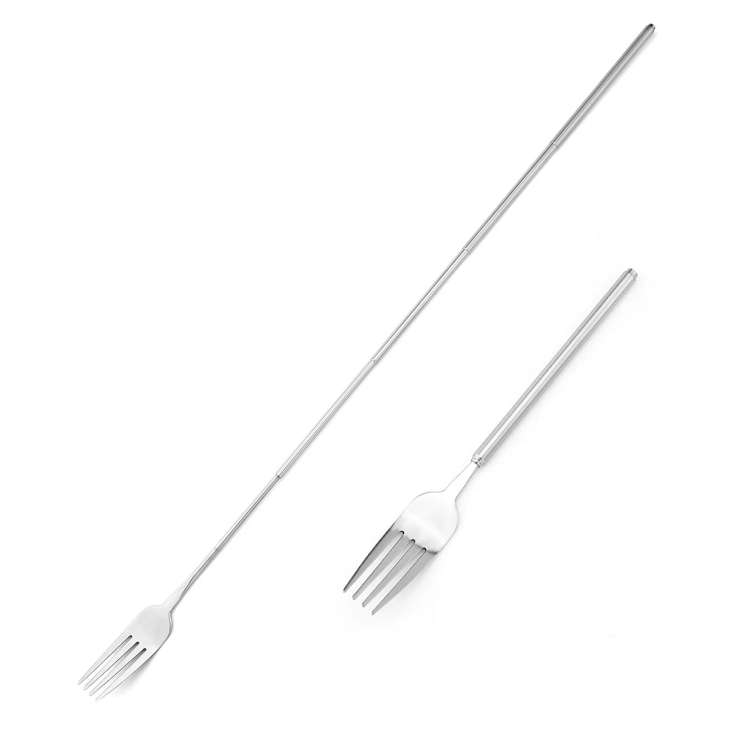 Stainless Steel Extendable Spoon Durable Portable Barbecue Utensils For Outdoor Picnic Dining Peaceful Pleasures Health and Wellness Retractable fork