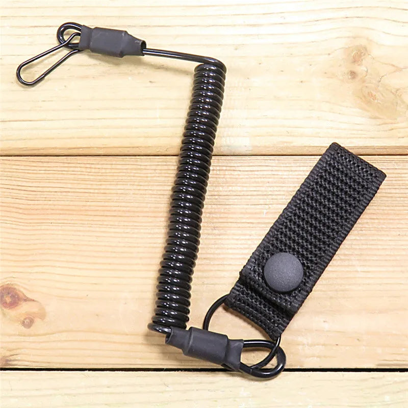 Tactical Spring Lanyard with Steel Wire Core Anti Lost Keychain for Outdoor Tools Flashlight and Gear Attachment Peaceful Pleasures Health and Wellness
