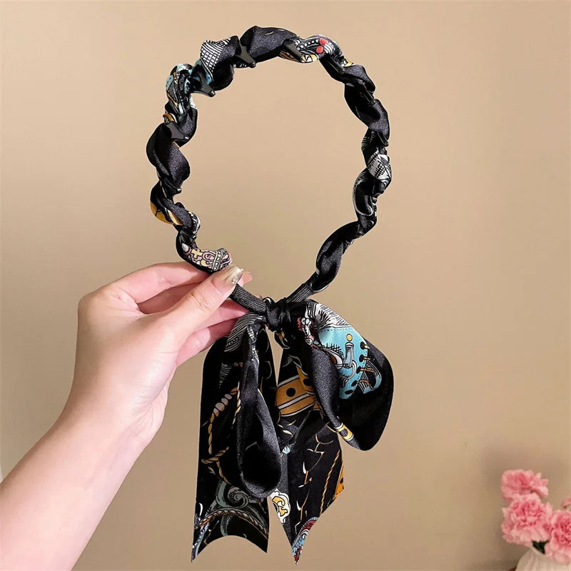 Elegant Floral Ribbon Comb Headband for Women | Wave Band