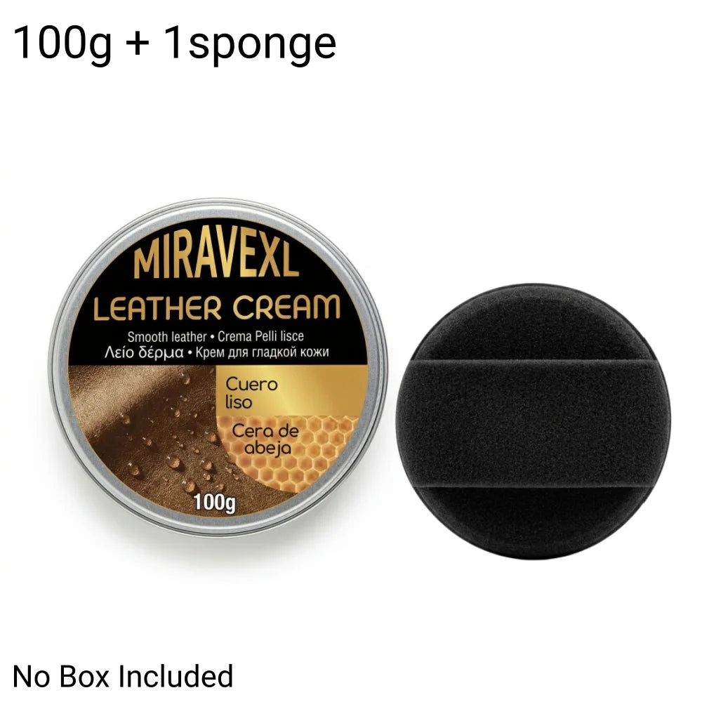 MIRAVEXL Leather Cream Conditioner 100g with Sponge Applicator Auto Car Seat Sofa Restorer Beeswax Polish Leather Care Balm Peaceful Pleasures Health and Wellness 100g