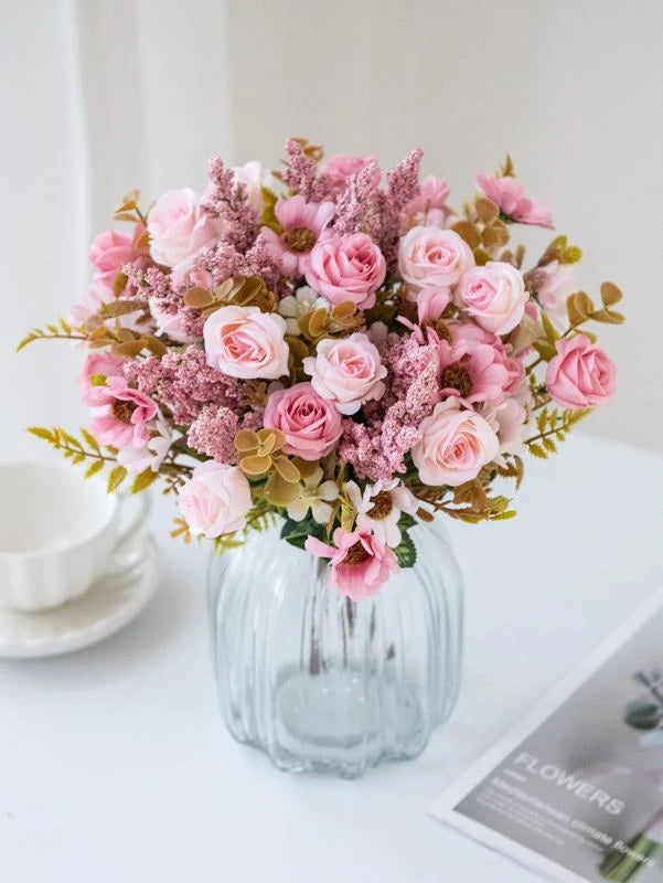 Silk Rose Artificial Flowers 2/4 pcs – Wedding & Home Decor