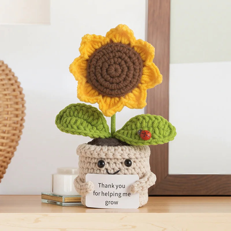 Emotional Support Crochet Flower Pot | Handmade Knitted Gift